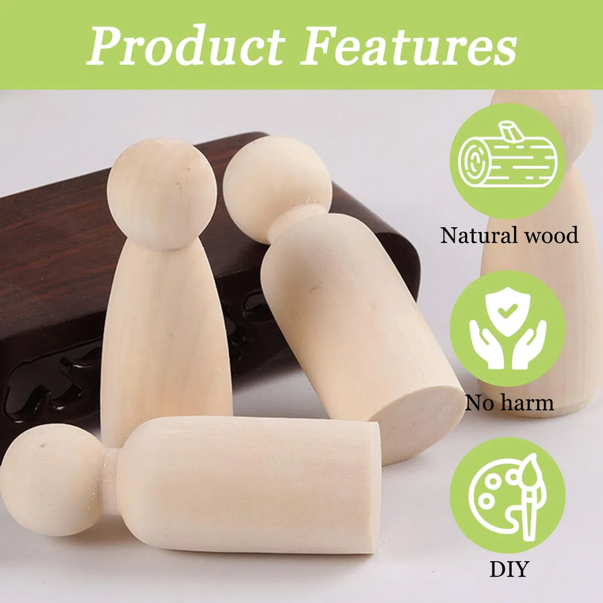 OMJMYY 20 Piezas Muñecas de Madera Con Clavijas Sin Terminar para Pintar - Pequeñas Clavijas de Madera para Manualidades DIY, Boda, Cumpleaños, Decoración (65 mm)