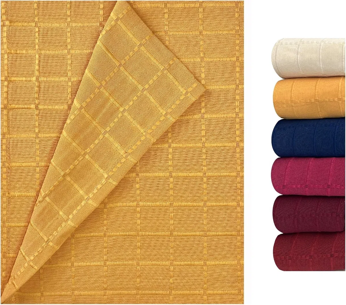 GFD - Colcha Multiusos Clásica para Sofá y Cama Algodón Poliéster, Manta Foulard Cómoda y Suave, Plaid para Cama Colores Vivos, Cubrecama, Cubre sofá (Amarillo, 180 x 270)