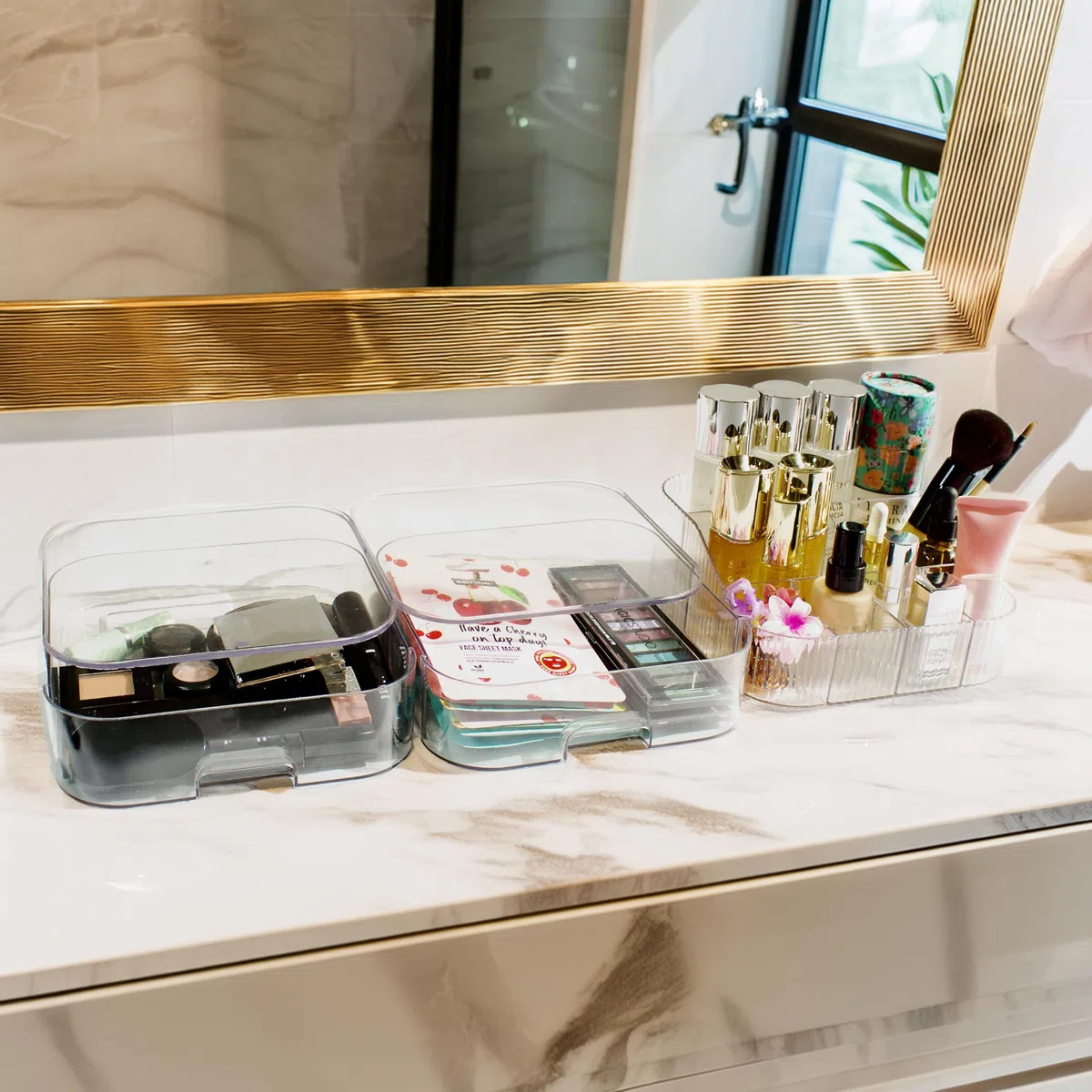 Organizador de Maquillaje y Escritorio Cajones - Makeup Organizer - Perfumes - Organizador de Baño - Tocador de Maquillaje - Bathroom Organizer - Regalo Mujer (Transparente)