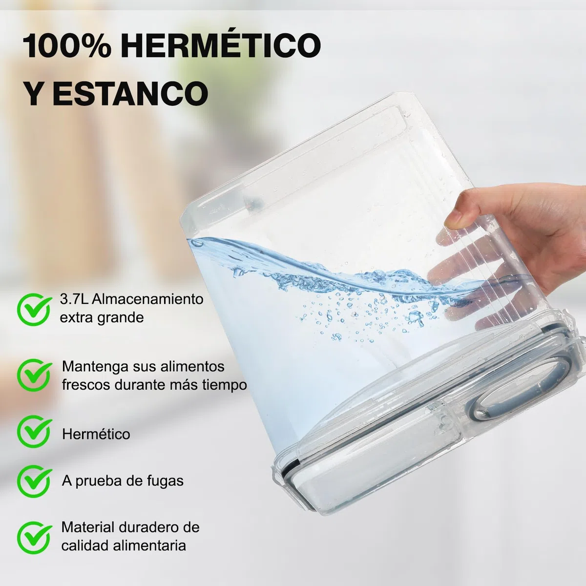 YASHE Botes Cocina Almacenaje Juego de 3 Piezas (3.7L), Recipientes Herméticos para Alimentos con Tapa Sin BPA, Recipientes de Almacenamiento Cocina para Almacenar Cereales, Pasta, Granos