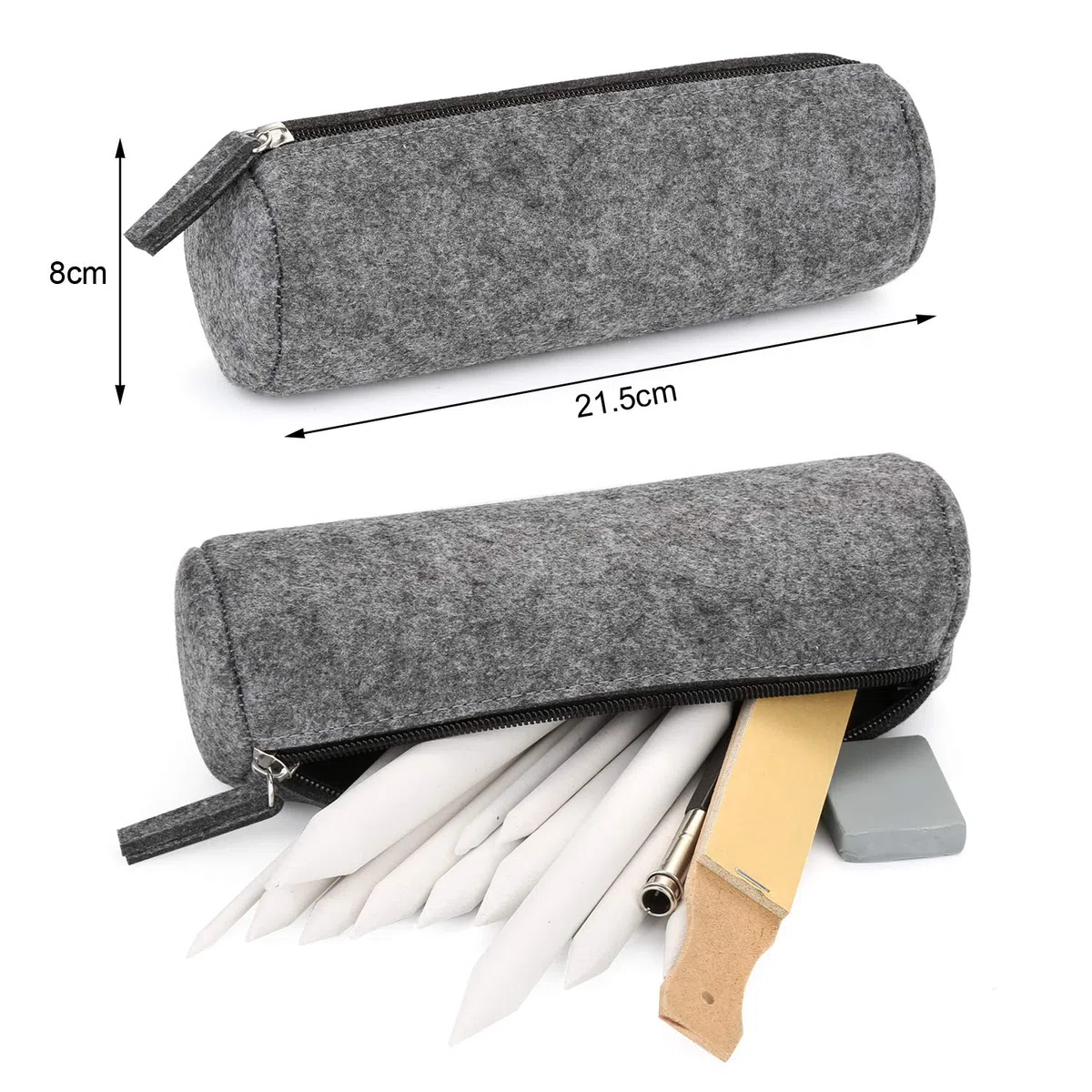 Kit de 22 Piezas de Dibujo para Bocetos, AGPtEK 16 Difuminadores con 2 Afiladores de Lija, 1 Herramienta de Extensión, 2 Gomas de Borrar y 1 Estuche de Fieltro para Dibujar, Estudiantes y Artistas