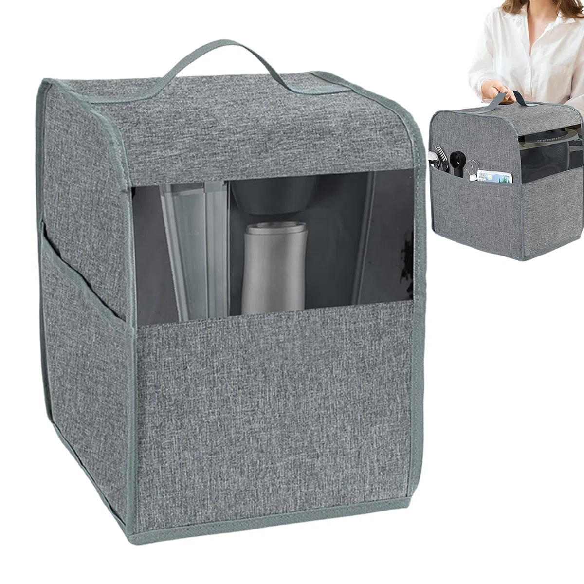 Cubierta antipolvo para máquina de café, resistente al calor, impermeable y a prueba de polvo, cubierta antipolvo grande para máquina de bebidas con asa, funda para con bolsillo y ventana
