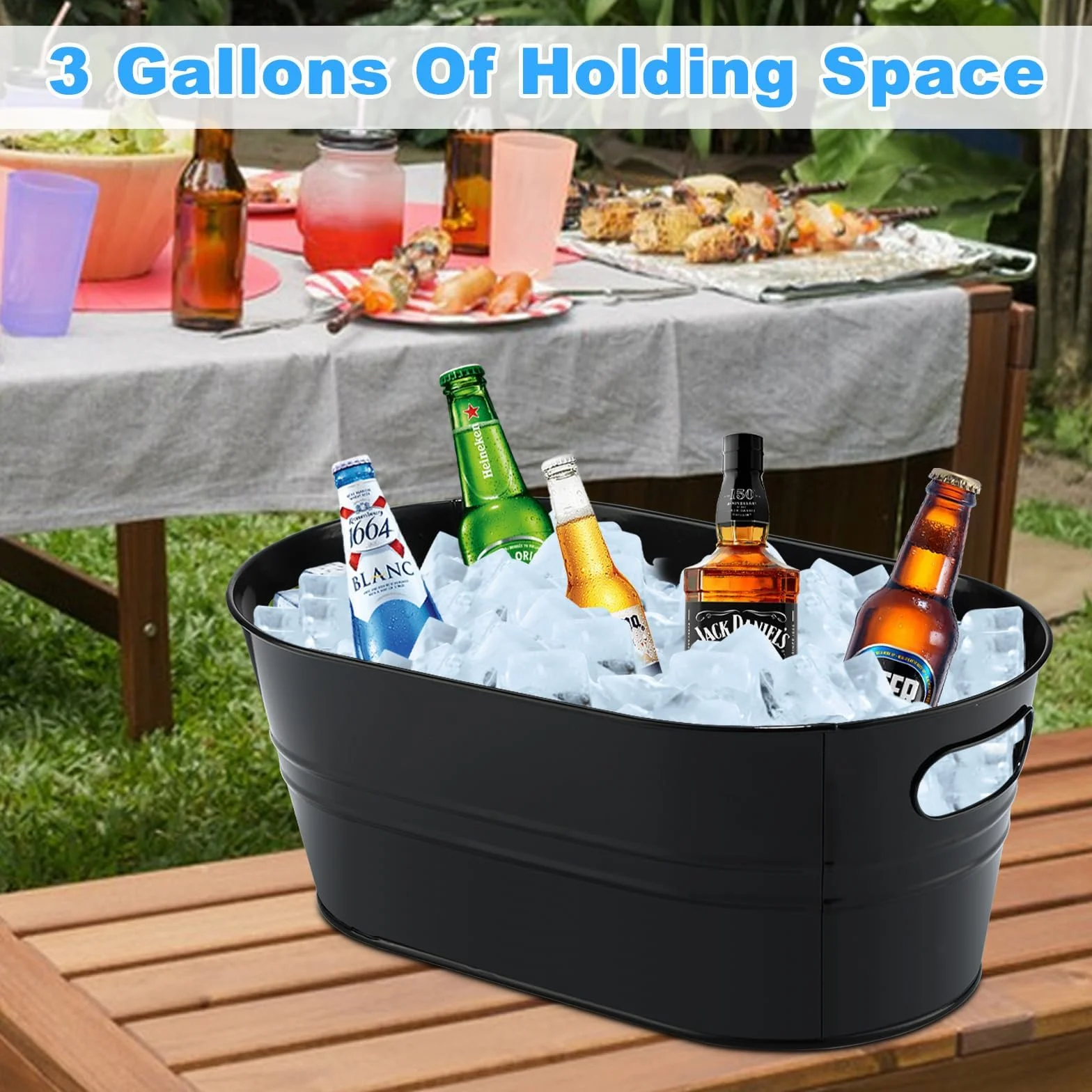 Paquete de 4 cubos de acero galvanizado para bebidas con asas, ideal para fiestas, barbacoas y bares, botellas de refrigeración, latas de cerveza o refrescos