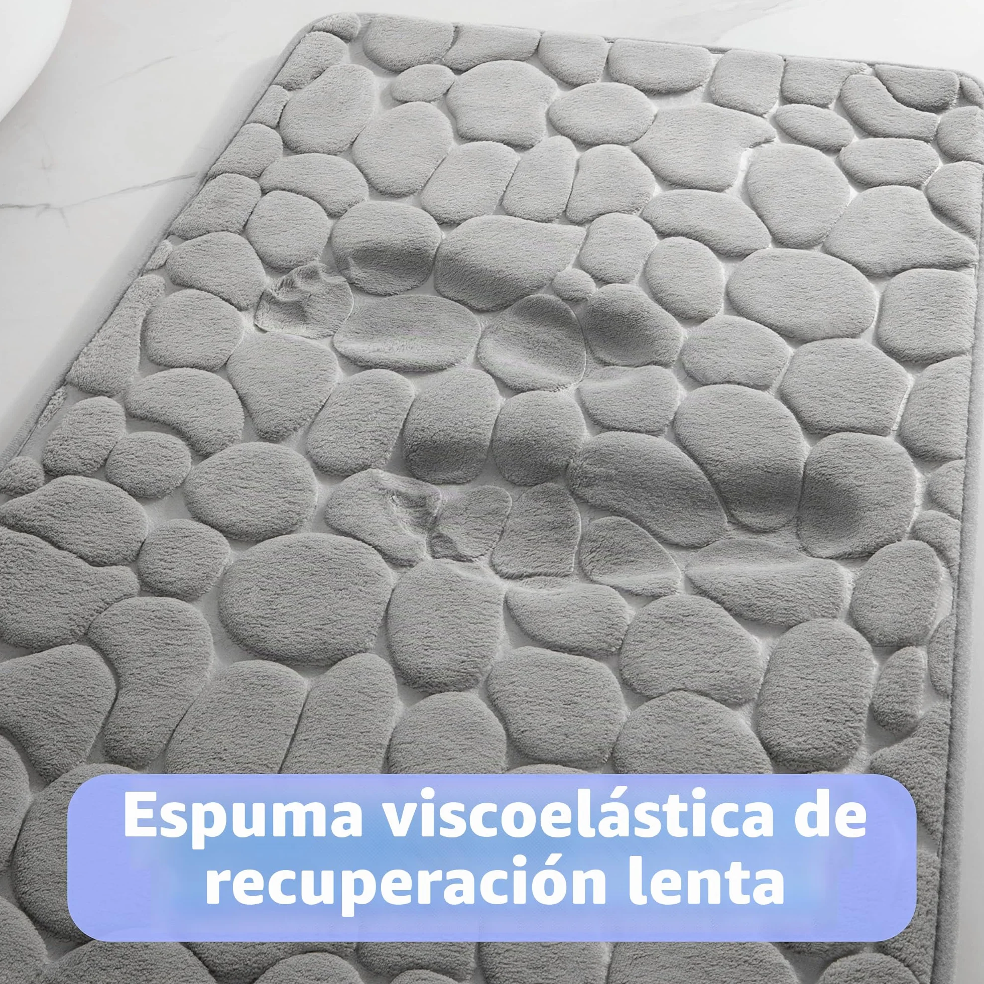 Chakme Alfombrilla de baño, Espuma viscoelástica, Absorbente, Alfombrilla de ducha 43 x 61 cm, Gris Claro