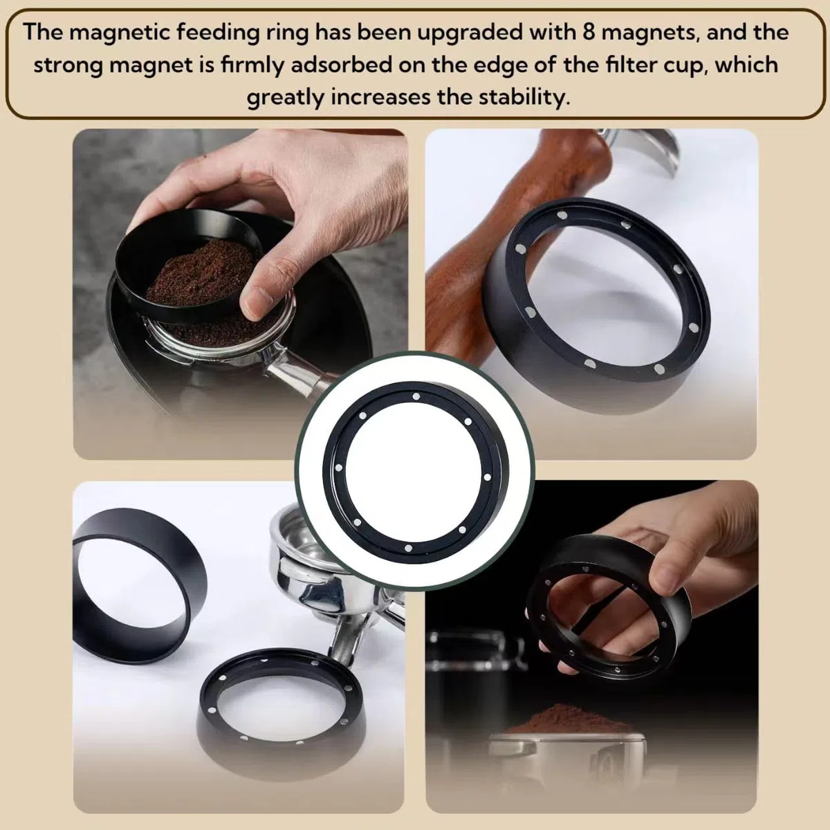 Juego de accesorios para portafiltro: herramienta WDT con 12 agujas finas, anillo dosificador magnético y pantalla de disco de acero inoxidable 304 - herramienta para café expreso para barista (58mm)