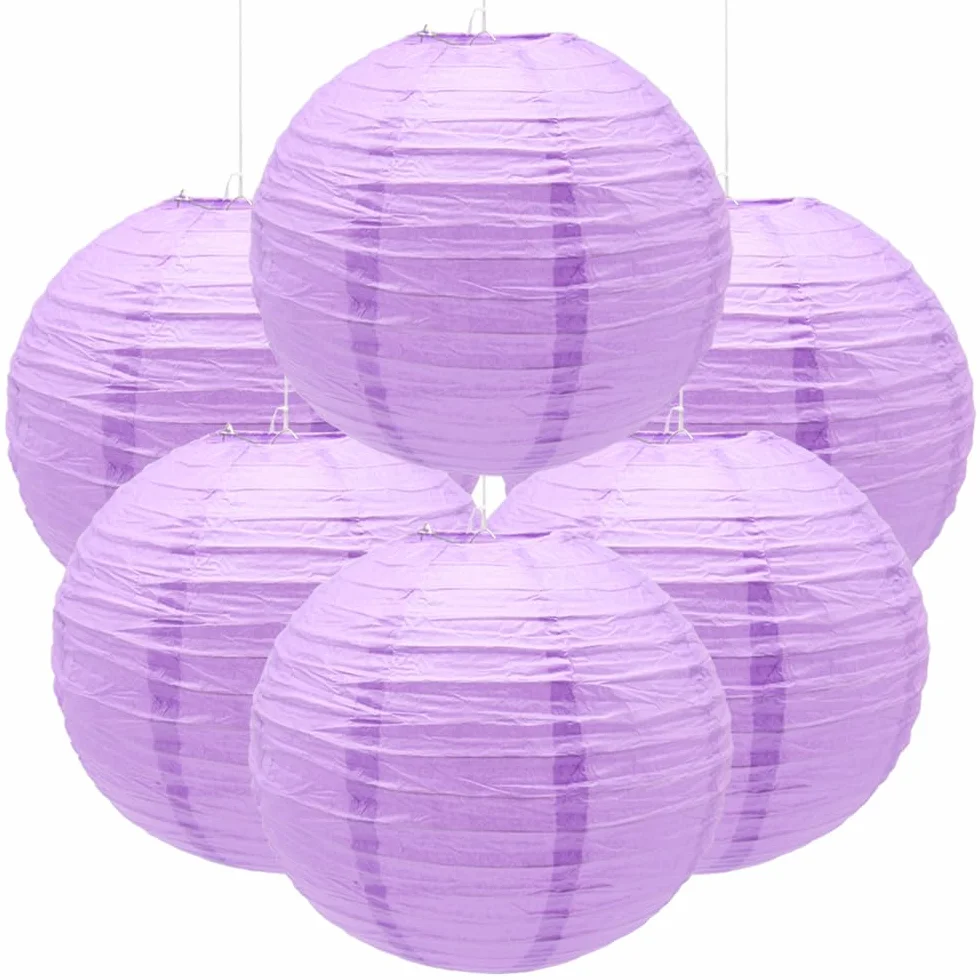 6 farolillos de papel de 30 cm redondos para colgar de papel, farolillos de papel para decorar luces y decoraciones para bodas, cumpleaños, diámetro (ZDL/Purple)