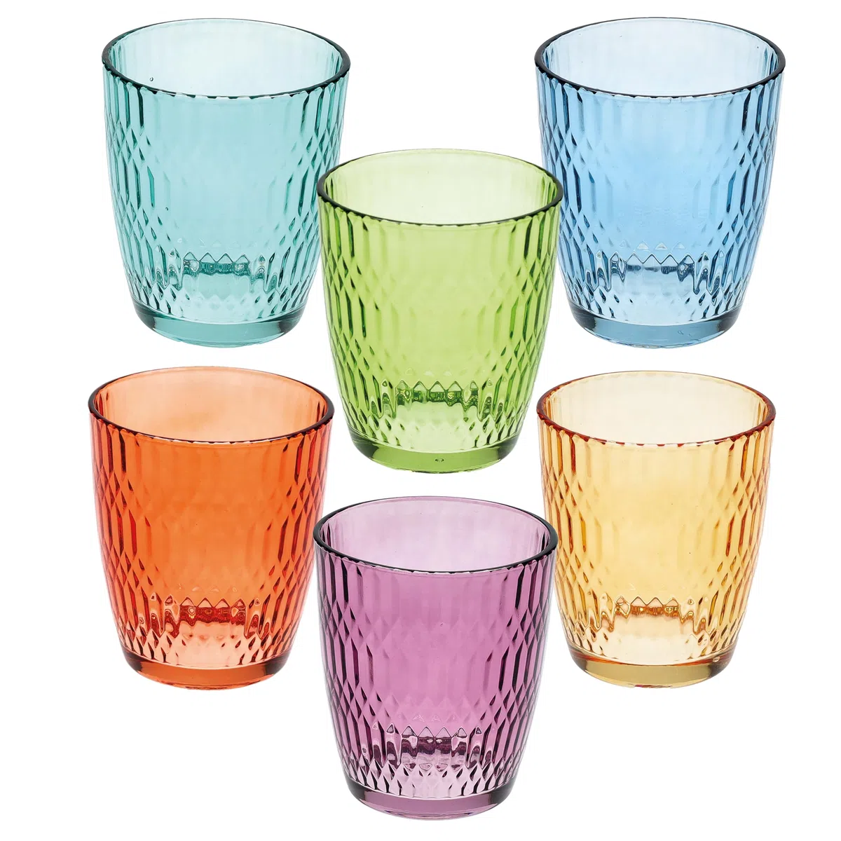 Tognana Seoul, paquete de 6 vasos de 310 cc, multicolor, vidrio