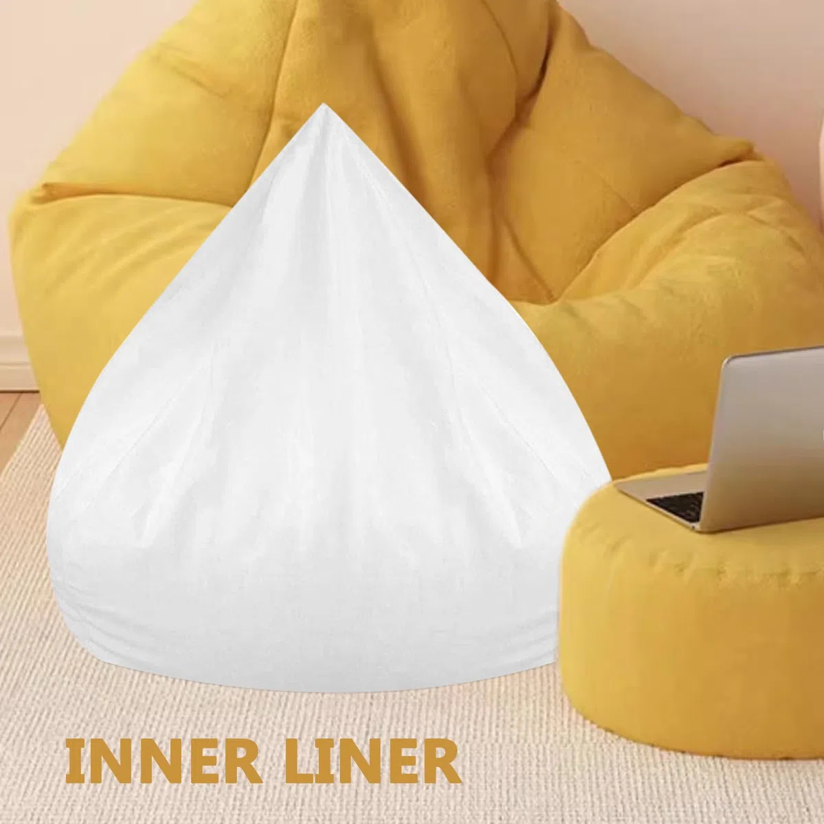 LABRIMP Forro Interior para Sofá Perezoso, Relleno de Tela Transpirable 45x25 Cm, Reemplazo Suave y Desmontable para Puff, Accesorio Funcional para Sala y Oficina