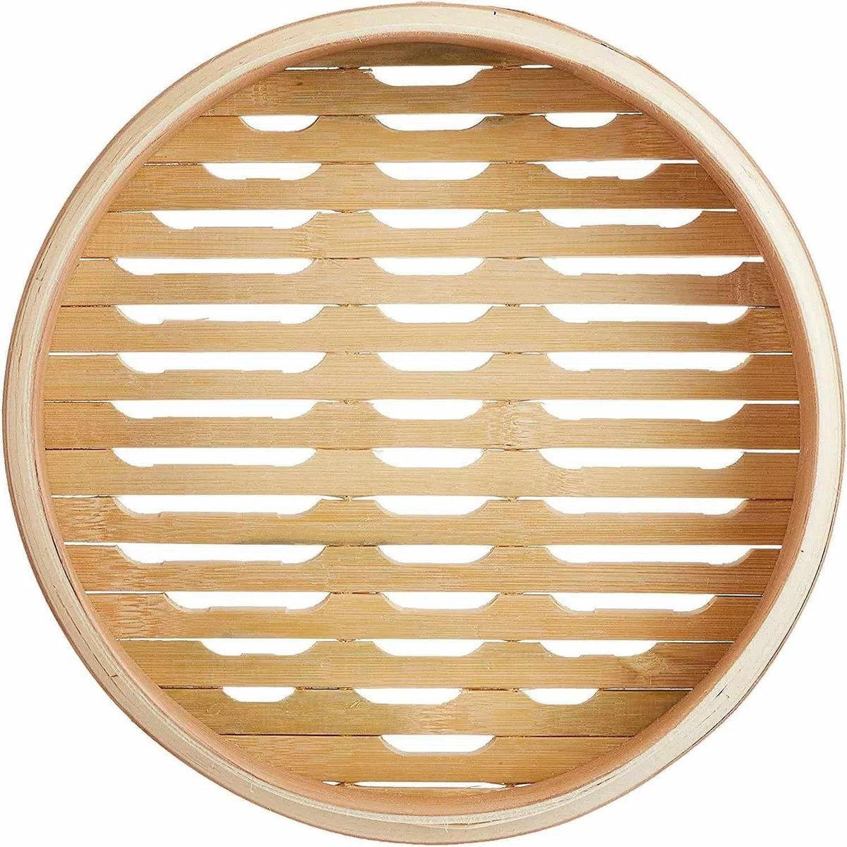 CHEFZOCO Cesta de Vapor de Bambú para Cocinar Asiático, Steamer de bambú, Canasta para vapor, Vaporera de bambú, Dim sum basket, Diámetro 25 cm, Altura 10 cm, 1 nivel, 480 gramos