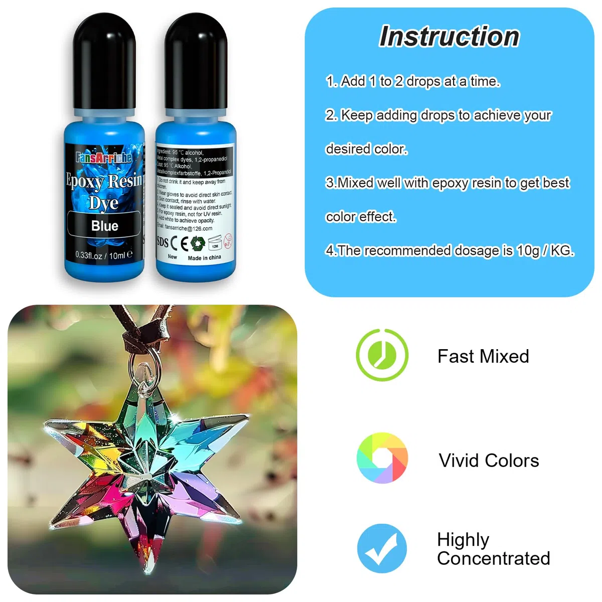 FansArriche Tinte Resina Epoxi 28 Colores, Pigmento para la fabricación de Joyas de Bricolaje, colorantes para Manualidades (10 ml Cada uno)