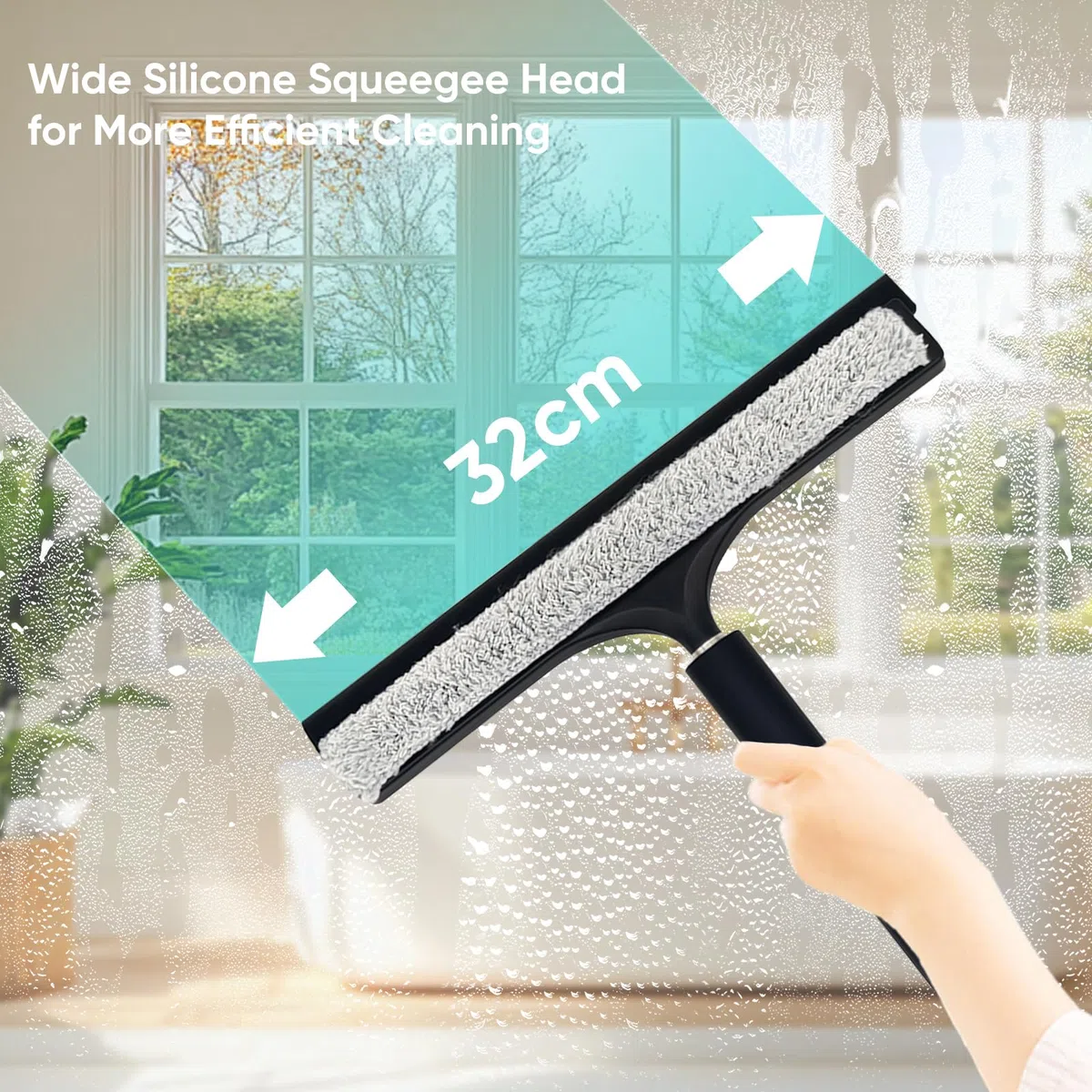 Limpiacristales Ducha Extensible Limpiacristales Baño Hogar, Mango Retráctil Telescópico 120cm, Silicona Antideslizante, Rasqueta Goma, Limpieza Cristales Mamparas Espejos Ventanas (A)