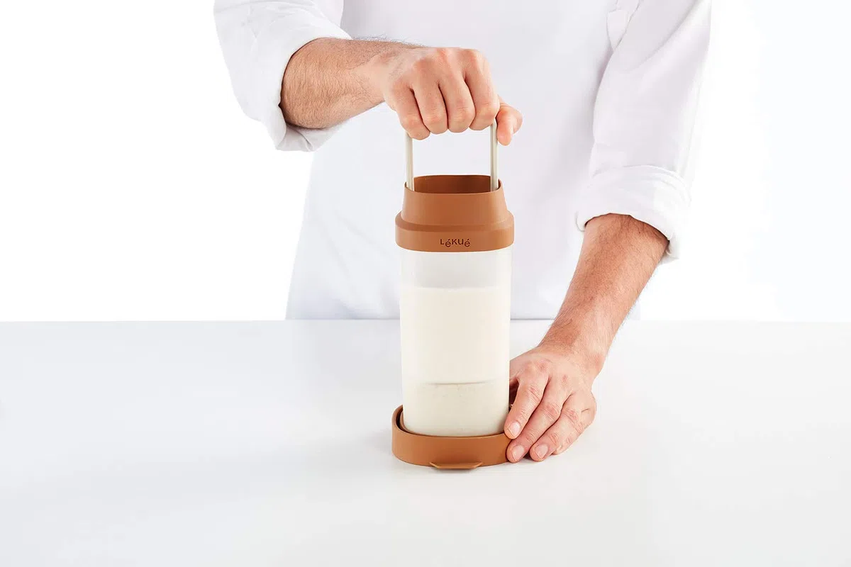 Lékué Recipiente para elaborar bebidas vegetales caseras, Marrón, 1000 ml