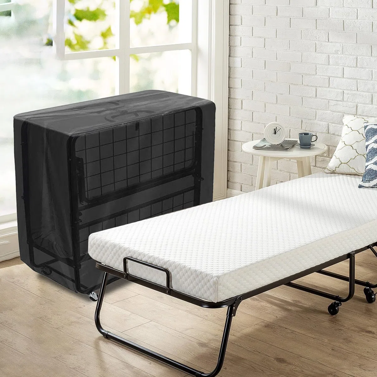 Funda de cama plegable, 210D Oxford impermeable, plegable, cubierta de cama plegable de viaje, cubierta de almacenamiento de bolas de garaje plegable a prueba de polvo para interiores y