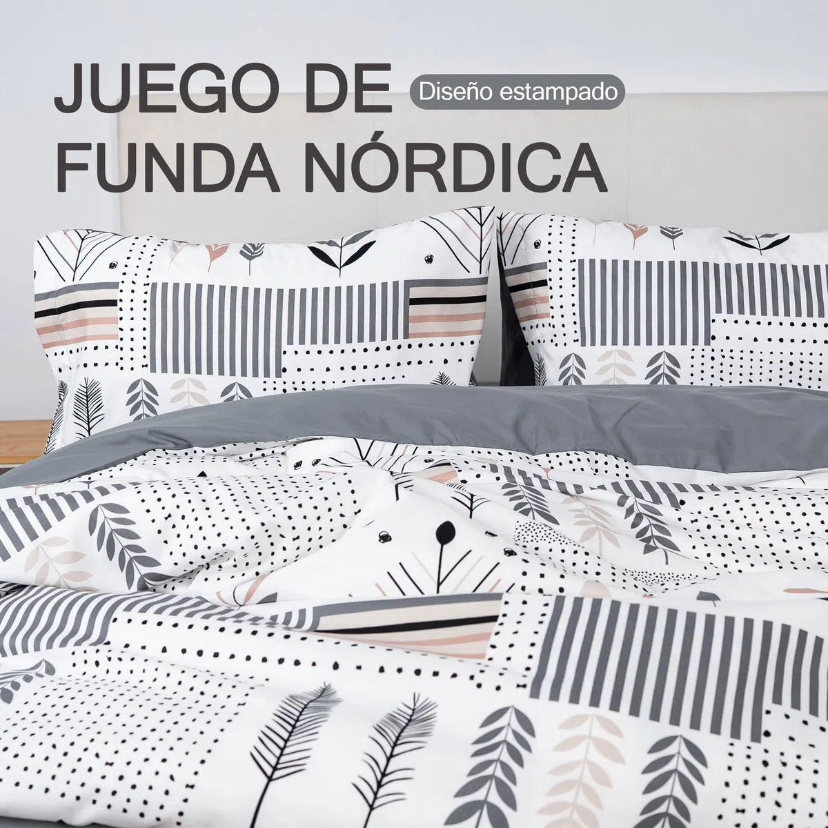 Etrexonline Juego de Funda Nórdica 3 Piezas Cama 135 Microfibra Suave Transpirable - 1 Funda Edredón 220x220 cm y 2 Fundas de Almohada 50x70 cm (Geometricas)