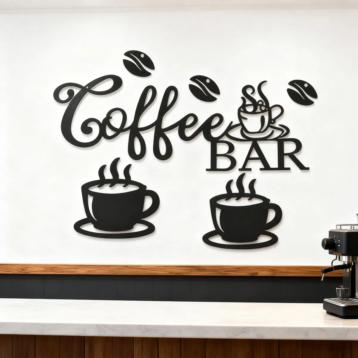 Yaoyaocc Taza de Café Decoración de Pared en Metal Negro | Temática de Café, Silueta Colgante, Para Cafetería, Hogar, Bar, Restaurante, Cocina
