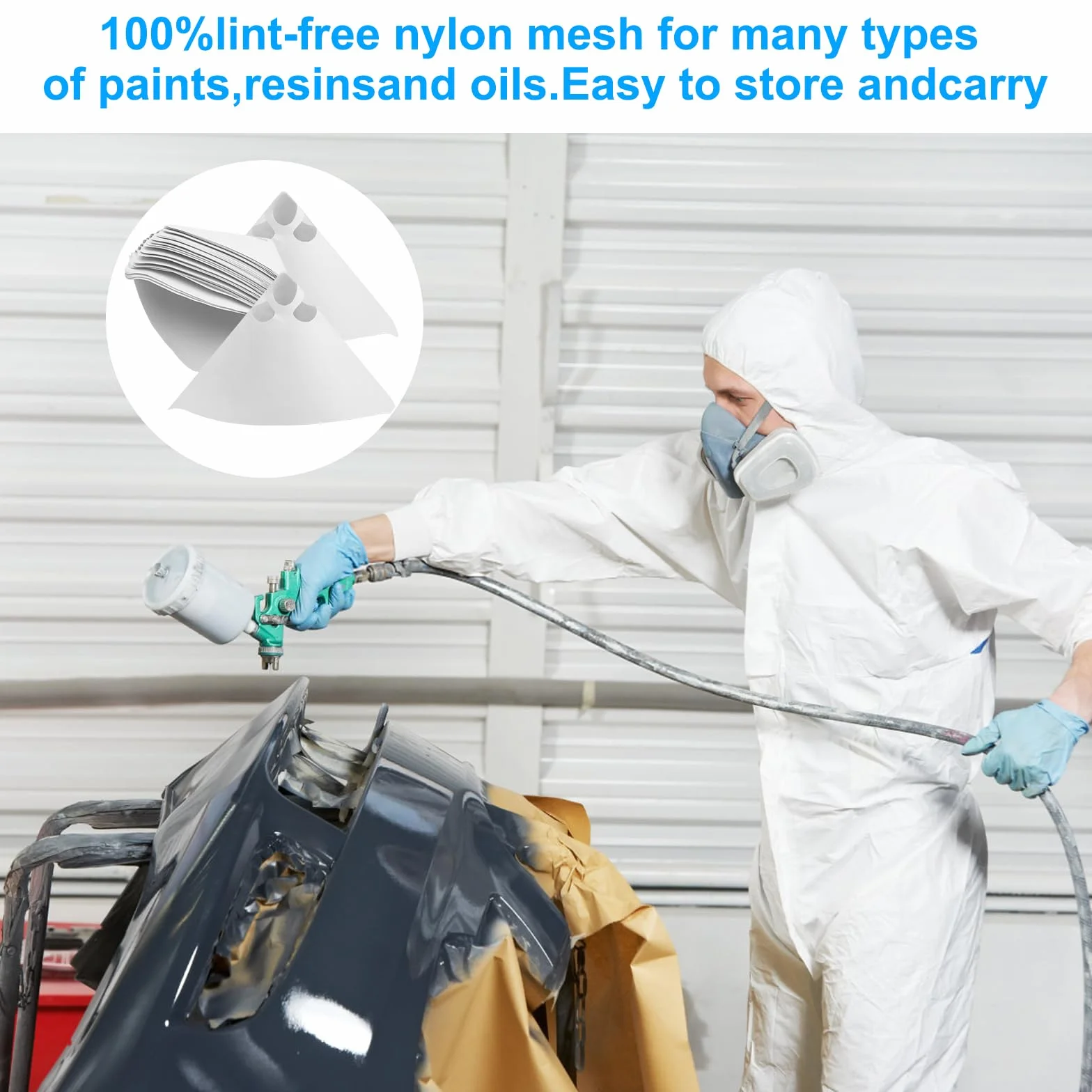 50 Piezas Colador de Pintura, Nailon Desechable Coladores de Papel de Pintura Embudo de Pintura con Punta de Filtro, Filtro de Pintura para Aparatos de Pintura por Pulverización