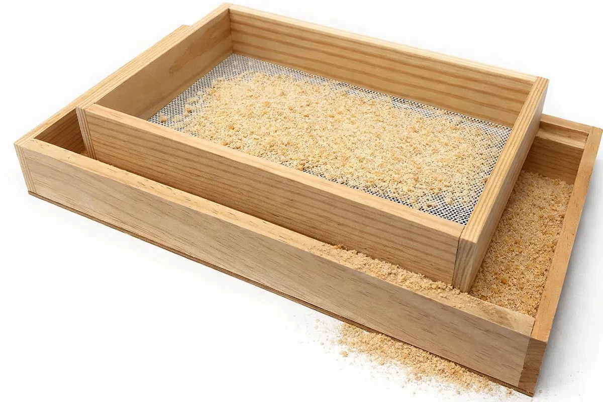 Cedazo - Tamizador con Cajón - Tamiz de Harina - Cribador con Cajón - Madera