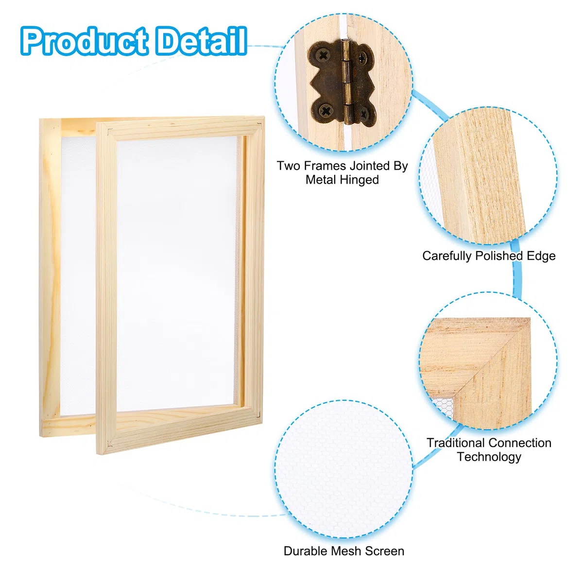 PATIKIL Marco de Papel de Madera en Tamaños A4 11.8 x 8.3" 2 en 1 Molde y Deckle de Papel para Suministros de Fabricación de Papel para Manualidades DIY Color Madera