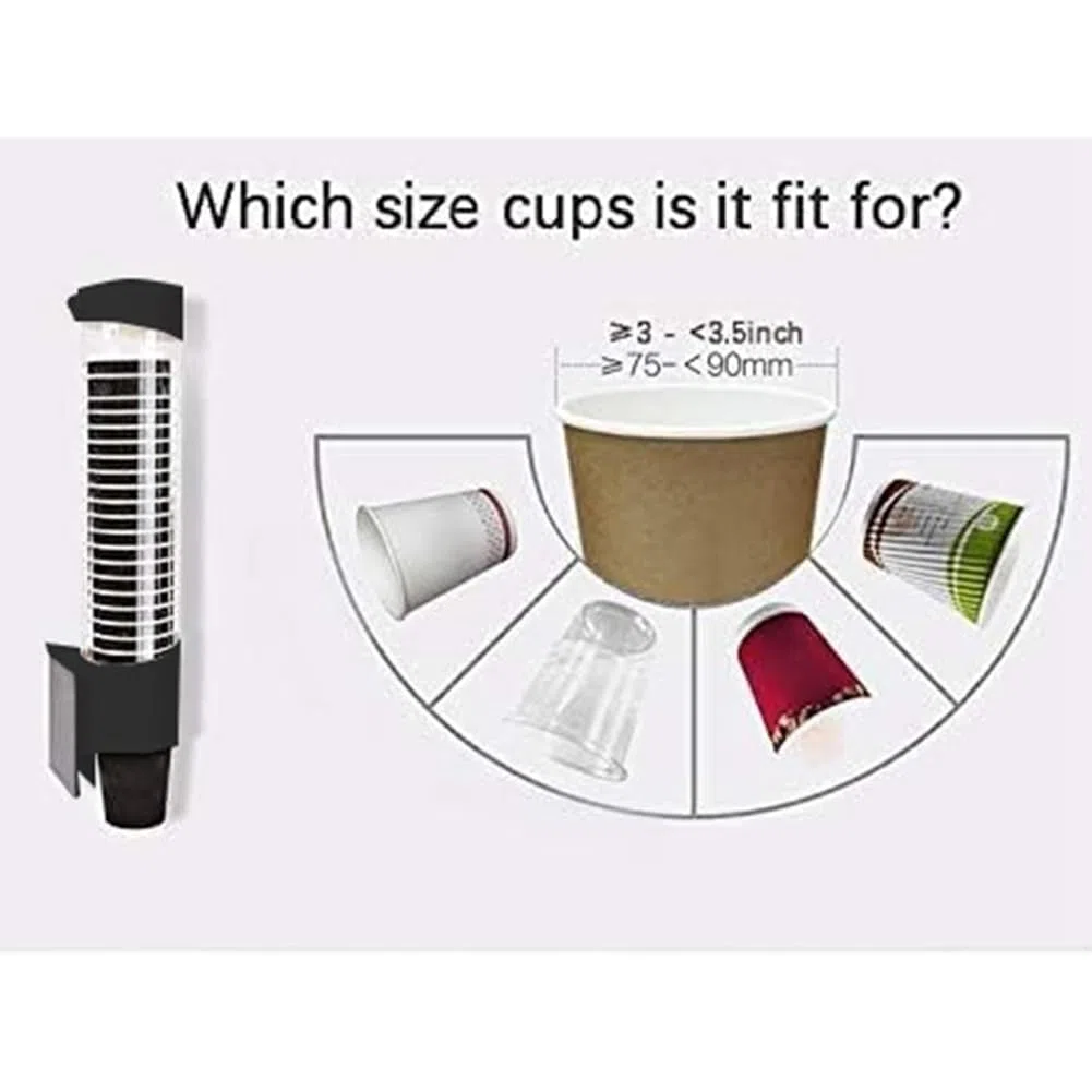1 soporte desechable para vasos de pared, organizador de papel negro o plástico