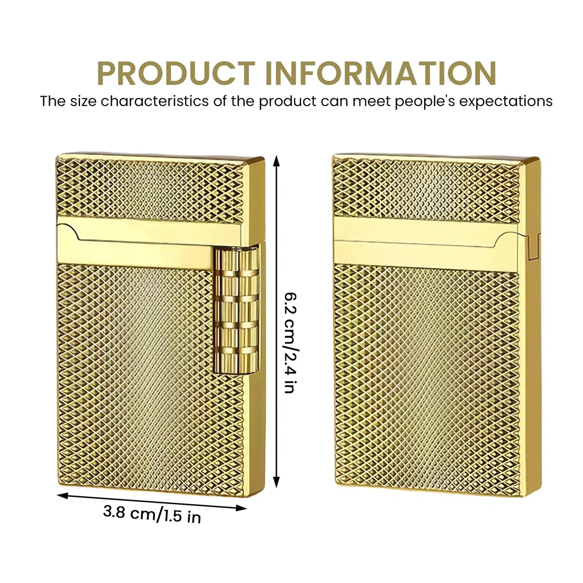 Mechero Inflable Clásico Retro: Mechero Llama Conmutable, Encendedor Flip, Encendedor de Butano Recargable para Velas, Cocina, Barbacoa, Regalo para Hombre Mujer (Vendido sin Gas, Oro)