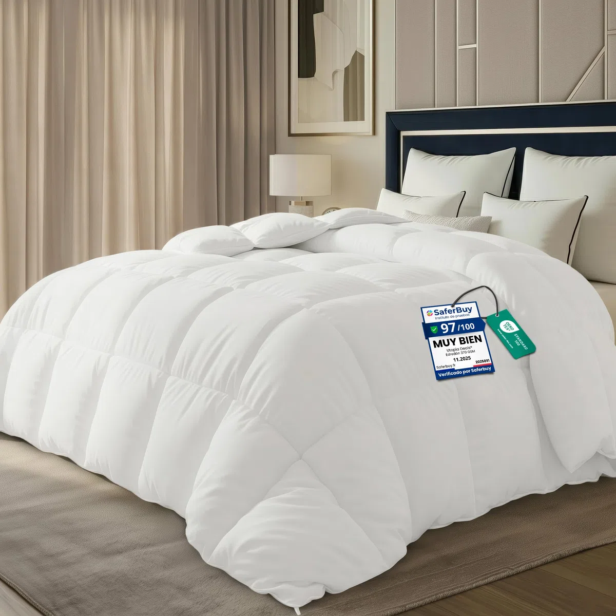 Utopia Bedding Edredón de Fibra 135 x 200 cm, Fibra Hueca siliconada, 940 gramo - (Blanco, Cama 80-135 x 200 cm)
