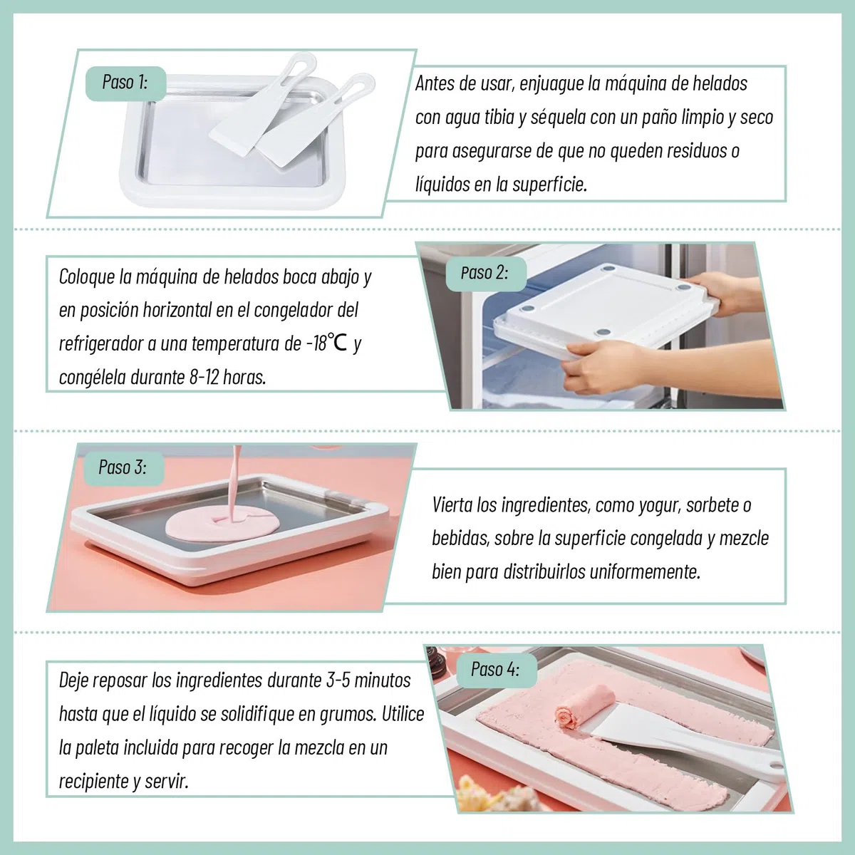 Heladeras Hacer Helado con 2 Espátulas, Maquina de Helados, Ice Cream Maker para Sorbete Yogurt congelado Gelato (blanco, Una talla)