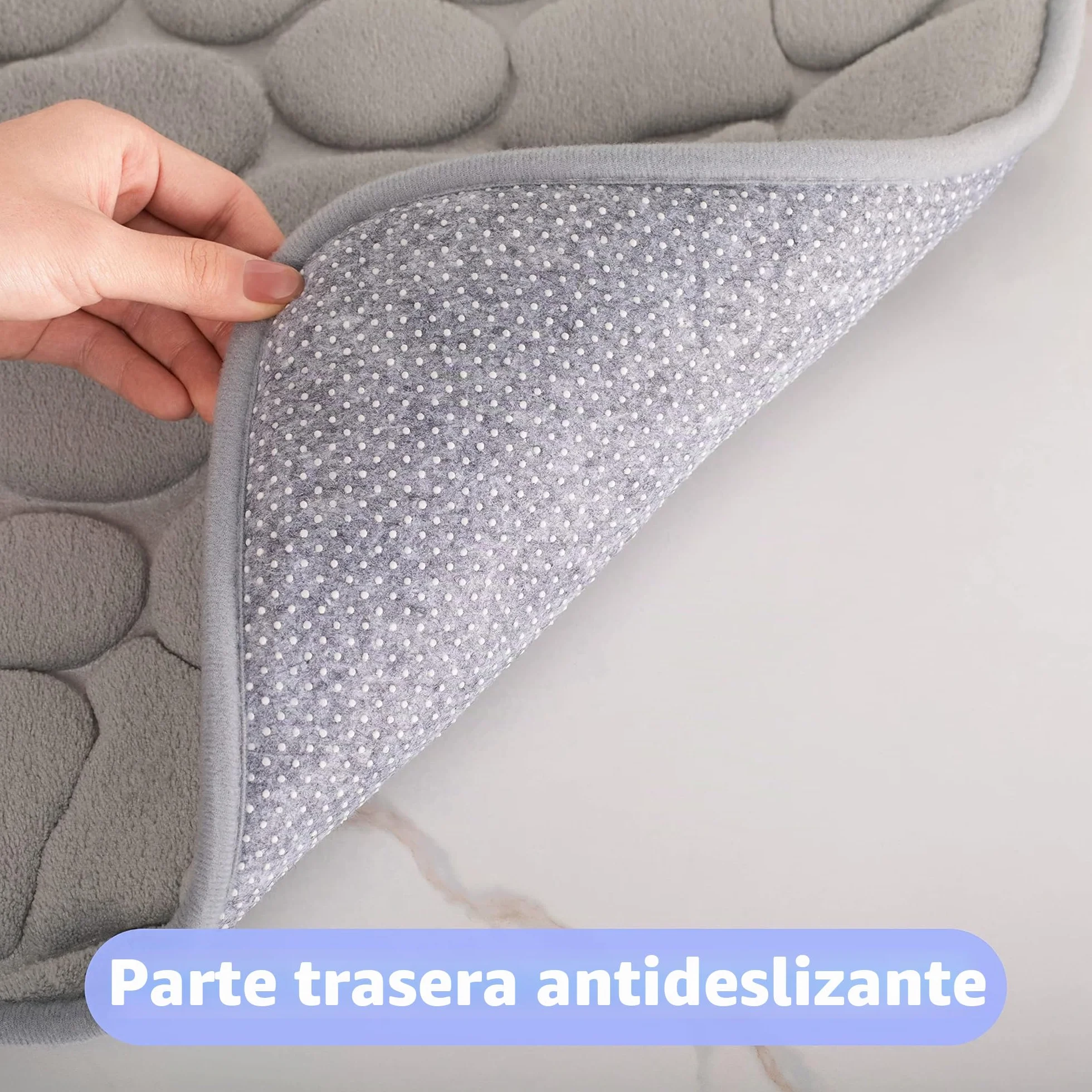 Chakme Alfombrilla de baño, Espuma viscoelástica, Absorbente, Alfombrilla de ducha 43 x 61 cm, Gris Claro