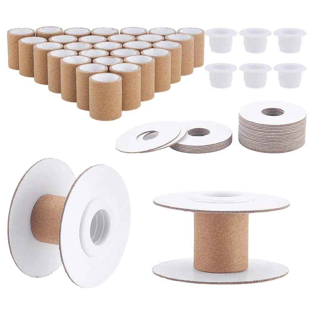 PH PandaHall 30 juegos de carretes de hilo de papel vacíos, carretes de cinta blanca, bobinas de alambre, bobinas de costura de papel, organizador de almacenamiento de cordón vacío extraíble para hilo