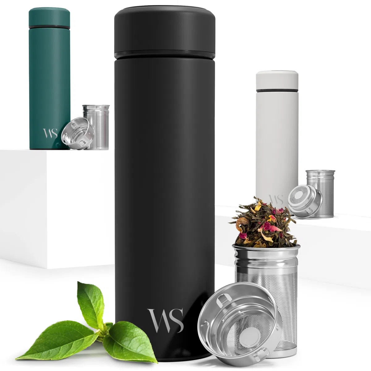 Botella de Agua Térmica Doble Pared + Inserto da Fruta y Filtro para Té | Conserva Frío y Calor sin BPA | Termo Hermético 450ml de Acero Inoxidable | Cantimplora Oficina Deporte Gimnasio Colegio