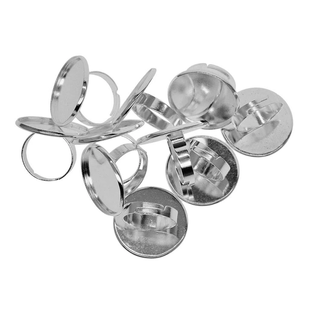 Fornituras en Ajustable 10x para Cabujón de 25 Mm, Blanco dorado, tal como se describe