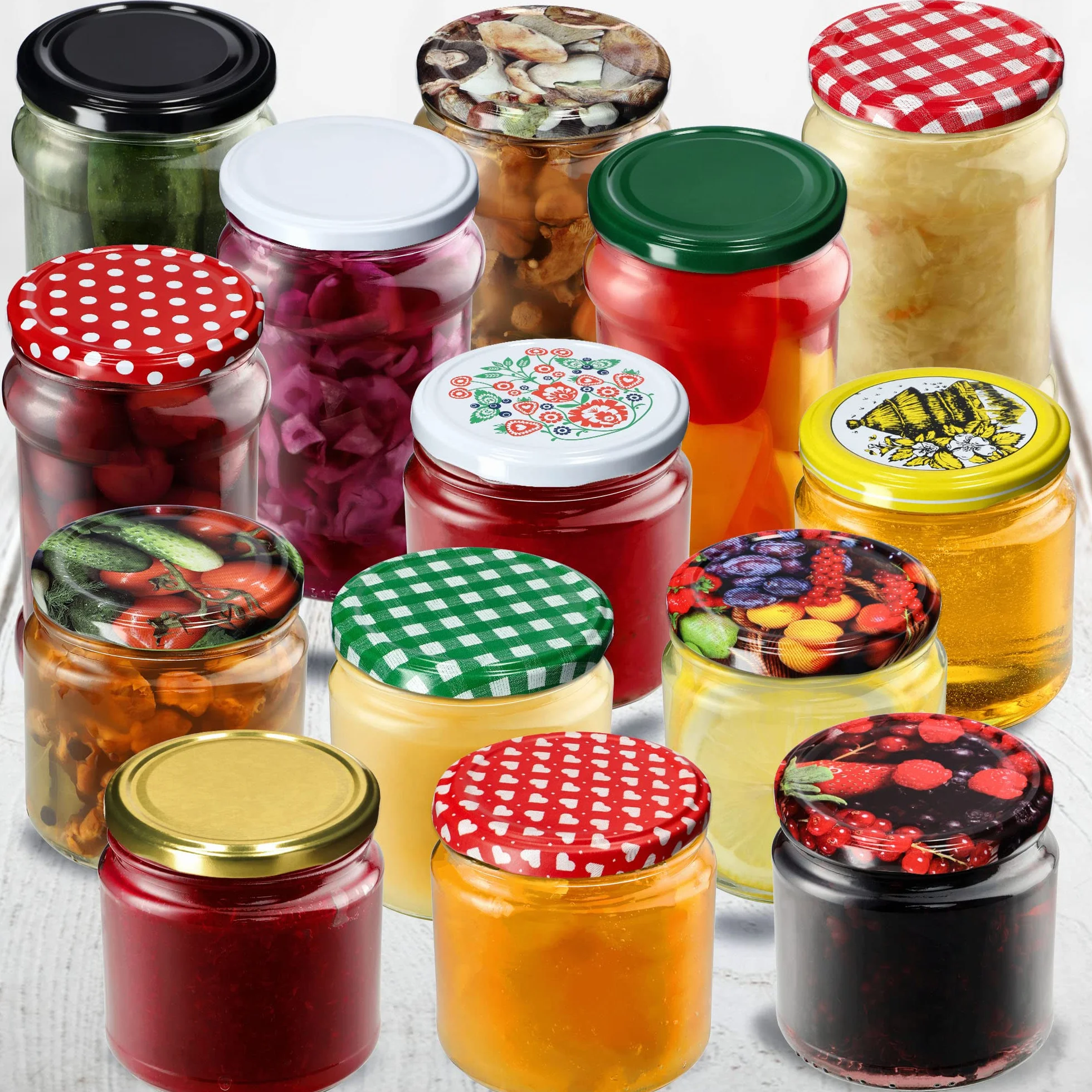 KADAX Juego de 10 Tarros Pequeños de 200 ml, Botes de Cristal con Tapa Hermética de 66 mm para Miel, Conservas, Especias y Mermeladas (Dorado)