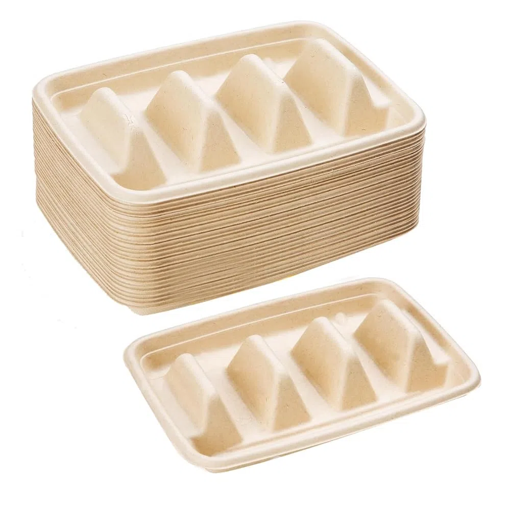 25 Soportes Desechables para Tacos para Fiesta, Soporte para Bandeja de Tacos, Soportes para 3 Tacos, para Fiesta