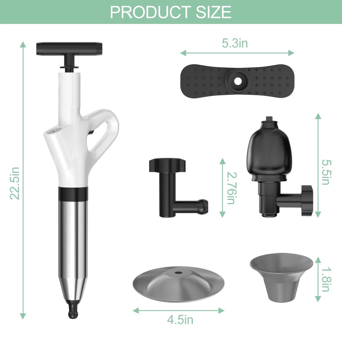 7 PCS Desatascador Tuberias Fregadero Profesional, Pistola Toilet Plunger, Bomba Desatascador Tuberias Succión Fregadero, para Desatascar el Desagüe del Inodoro, Lavabo