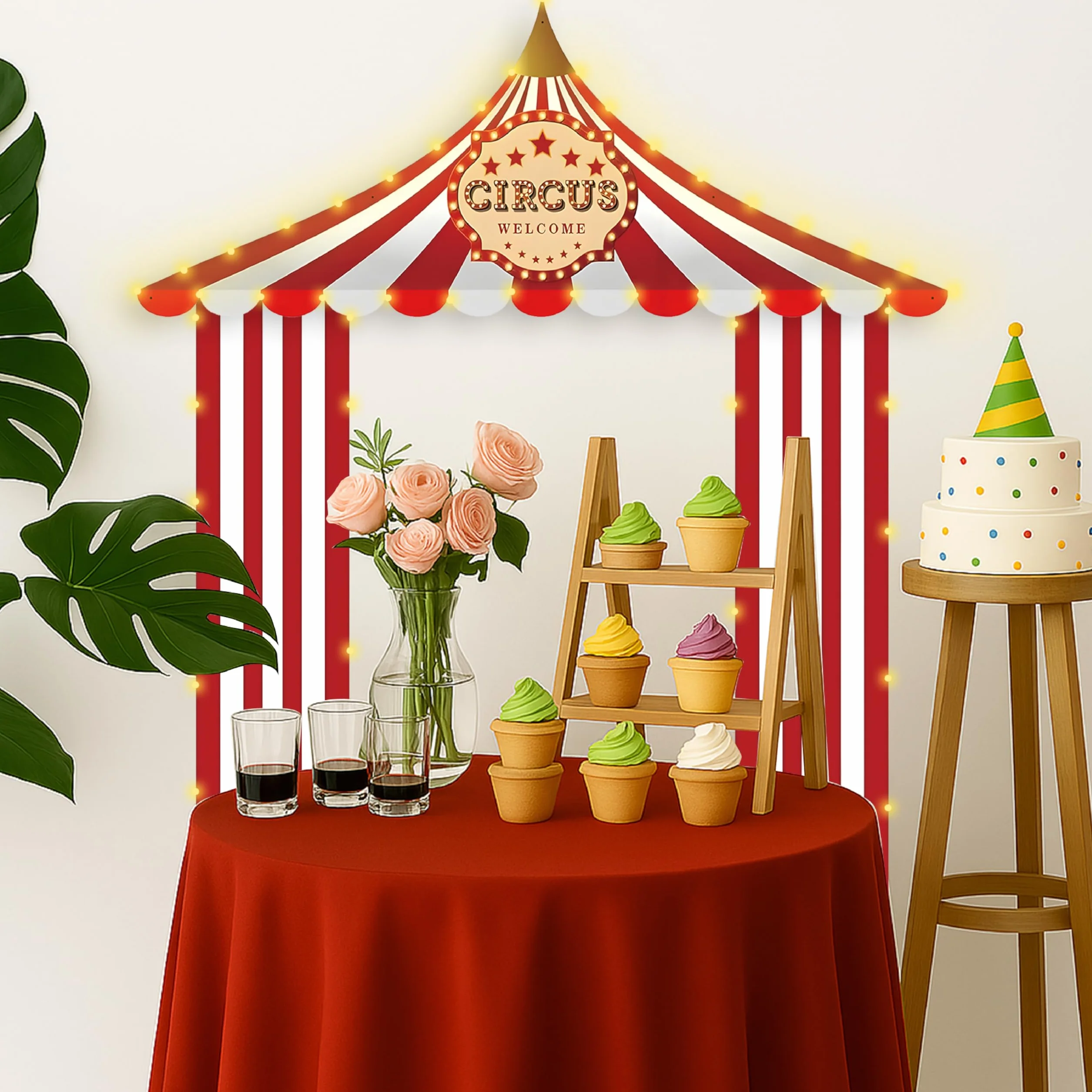 Home Decoration Decoracion cumpleaños Circo Fiesta para Pared Interior. Adorno Pared para photocall 2m Largo