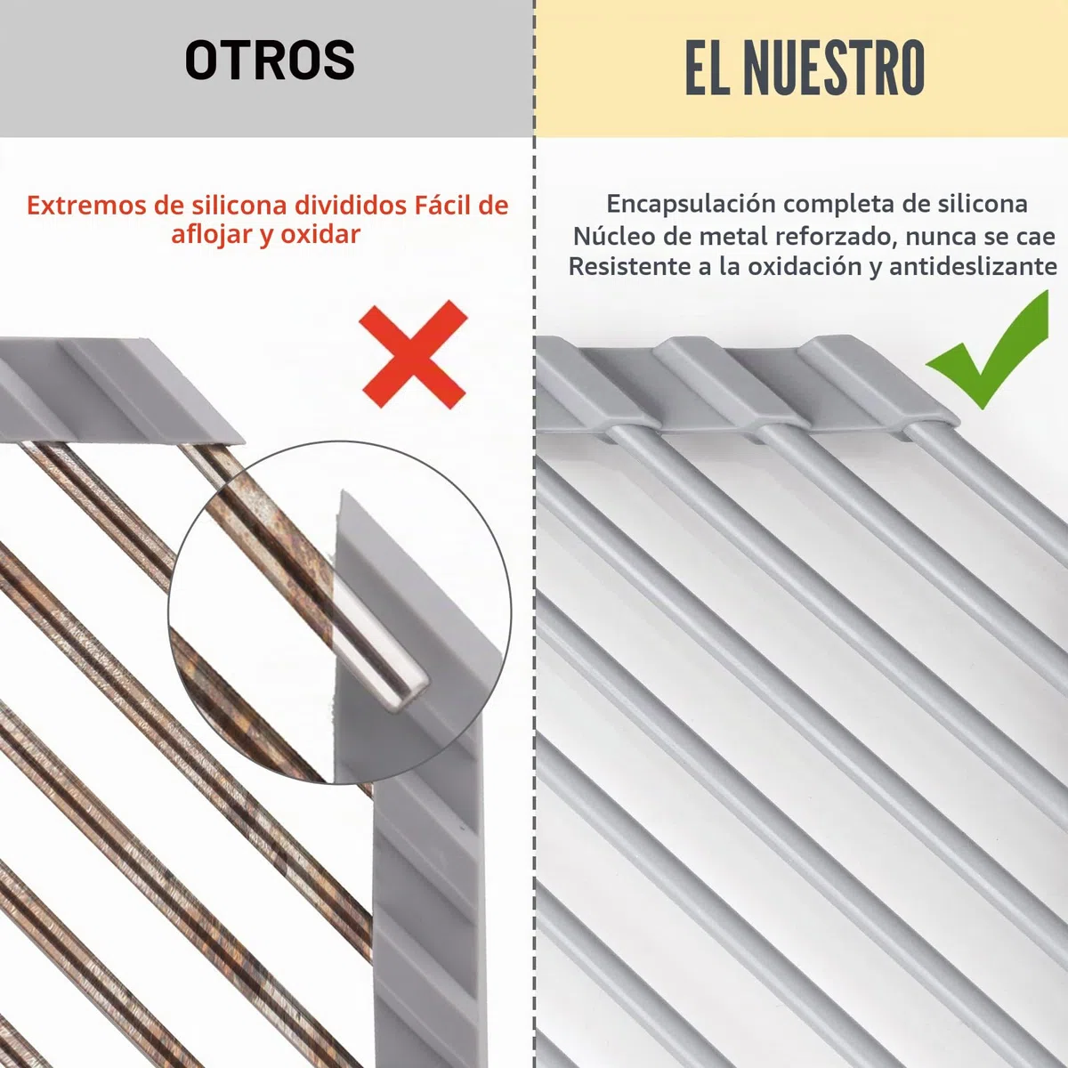 Tomorotec Escurridor de Platos Enrollable Triangular – Pequeño Plegable Recubierto de Silicona para Esquina del Fregadero, Organizador de Acero Inoxidable, escurridor y Ahorro de Espacio para
