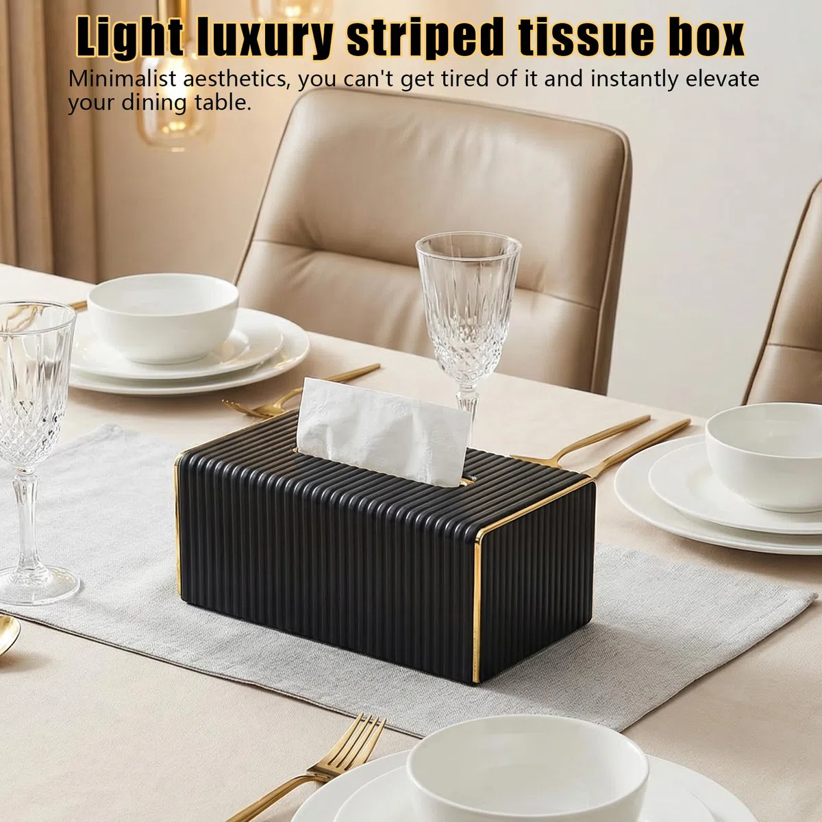 Caja de Pañuelos PU, Moderno Pañuelos de Papel Rectangular, Servilletero para la Oficina, Caja de Pañuelos Decorativa para Comedor Despacho Coches Baño
