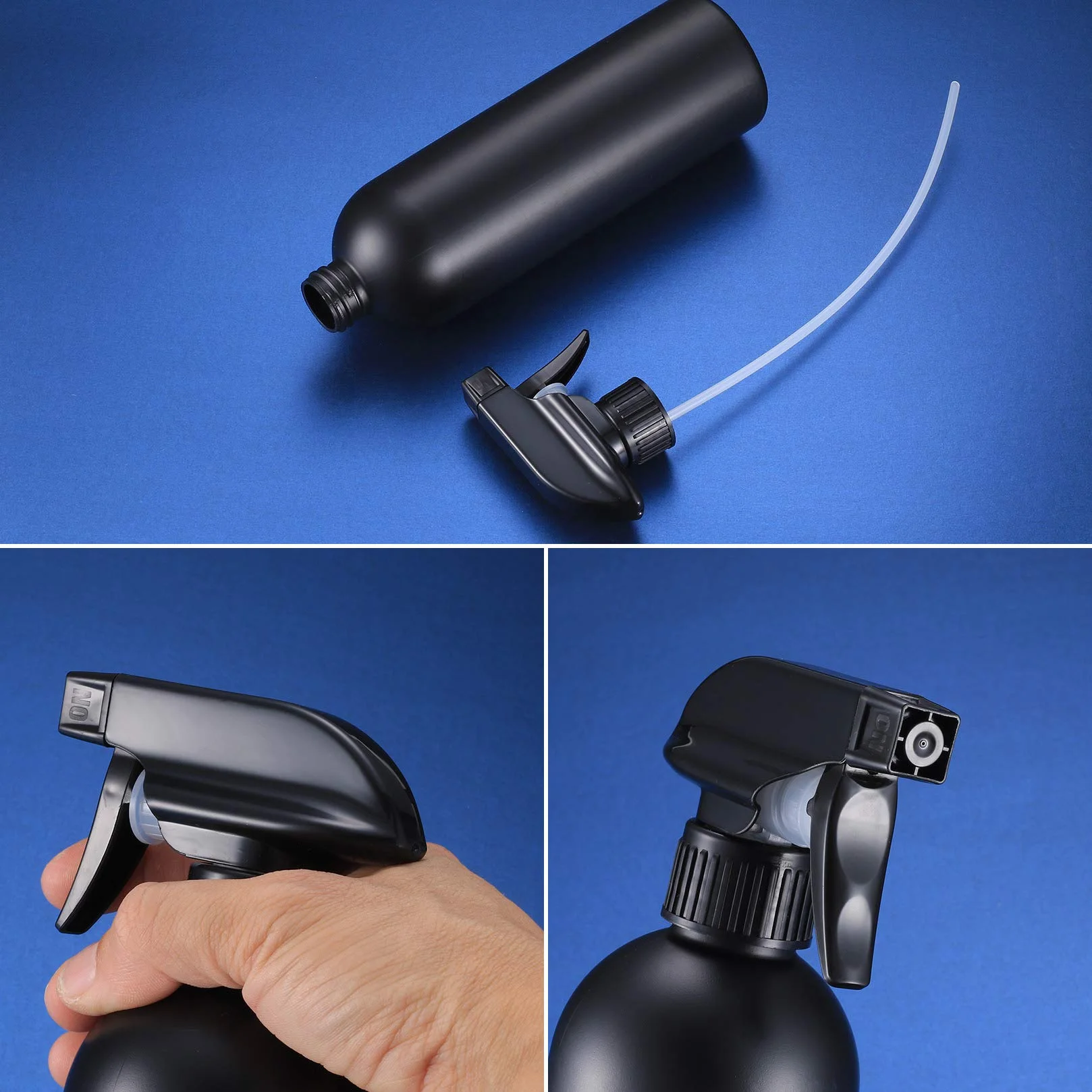 3PCS Botella de Spray Vacías de Plástico de 500 ml, Pulverizador Agua de limpieza, Bote Spray Pulverizador, Vaporizador de Agua para Plantas, Limpieza, Cocina - Negro