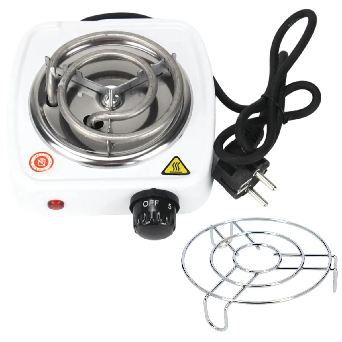 KROWN - Hornillo Eléctrico Portátil de 500W, Encendedor de Carbón para Cachimba o Shisha, Antiadherente Esmaltado de Acero Inoxidable
