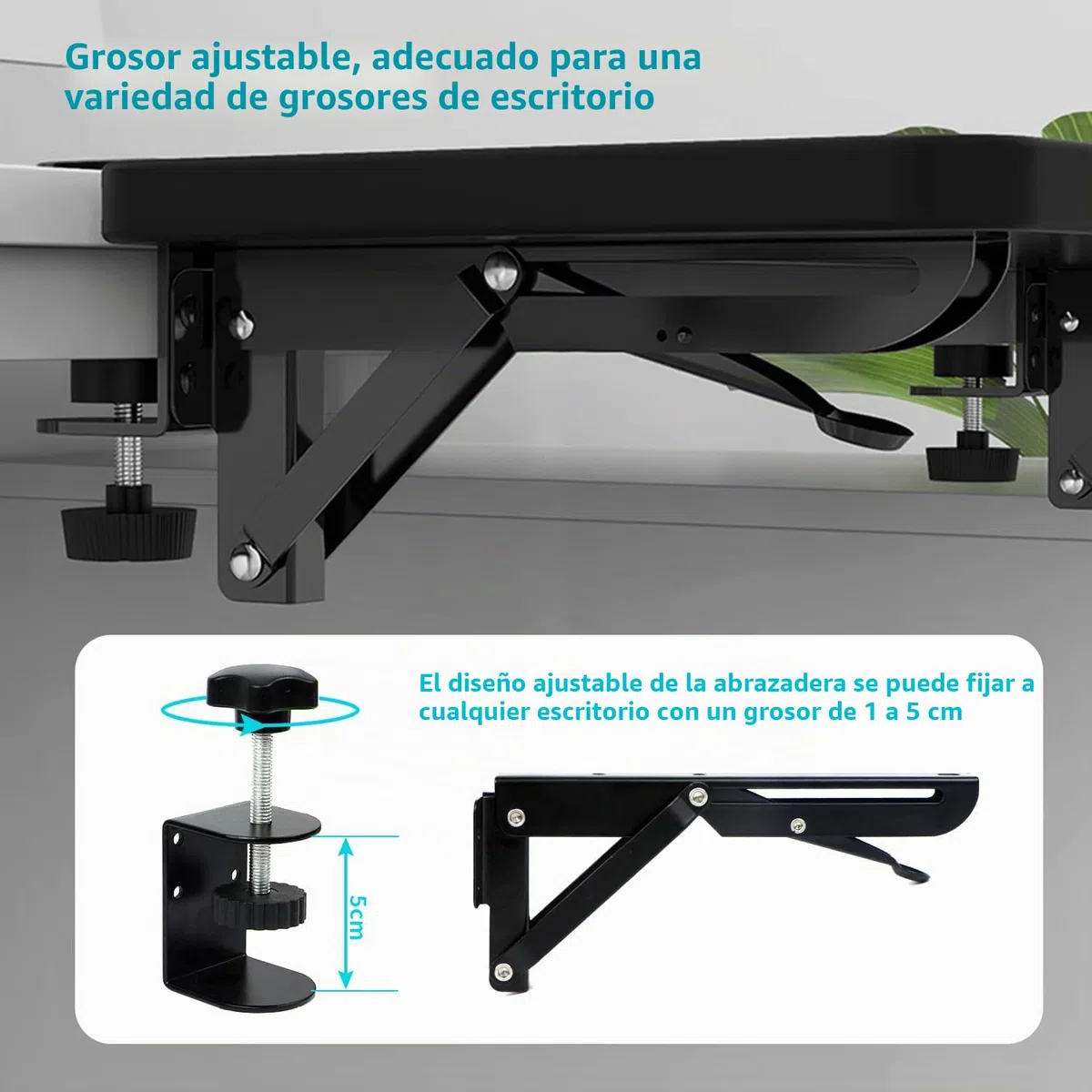 Teclado Plegable Soporte Bandeja Estantería - Estante De Teclado Plegable Abrazadera Ratón Con Ajustable C -Clip, ExtensióN Escritorio Para Mesa, Oficina Bricolaje, 2pcs
