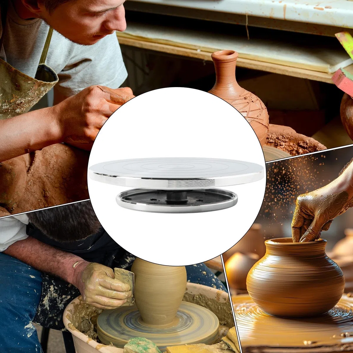 Rueda para Escultura,Plato Giratorio Metálico Para Acabado Y Banda De Cerámica | Herramienta Artesanal De Mesa Pequeña Antideslizante Para Escultura En Taller Aula Y Hogar