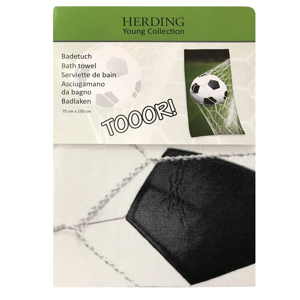 Herding Young Collection Toalla de baño con diseño de balón de fútbol de 75 x 150 cm, algodón, Multicolor