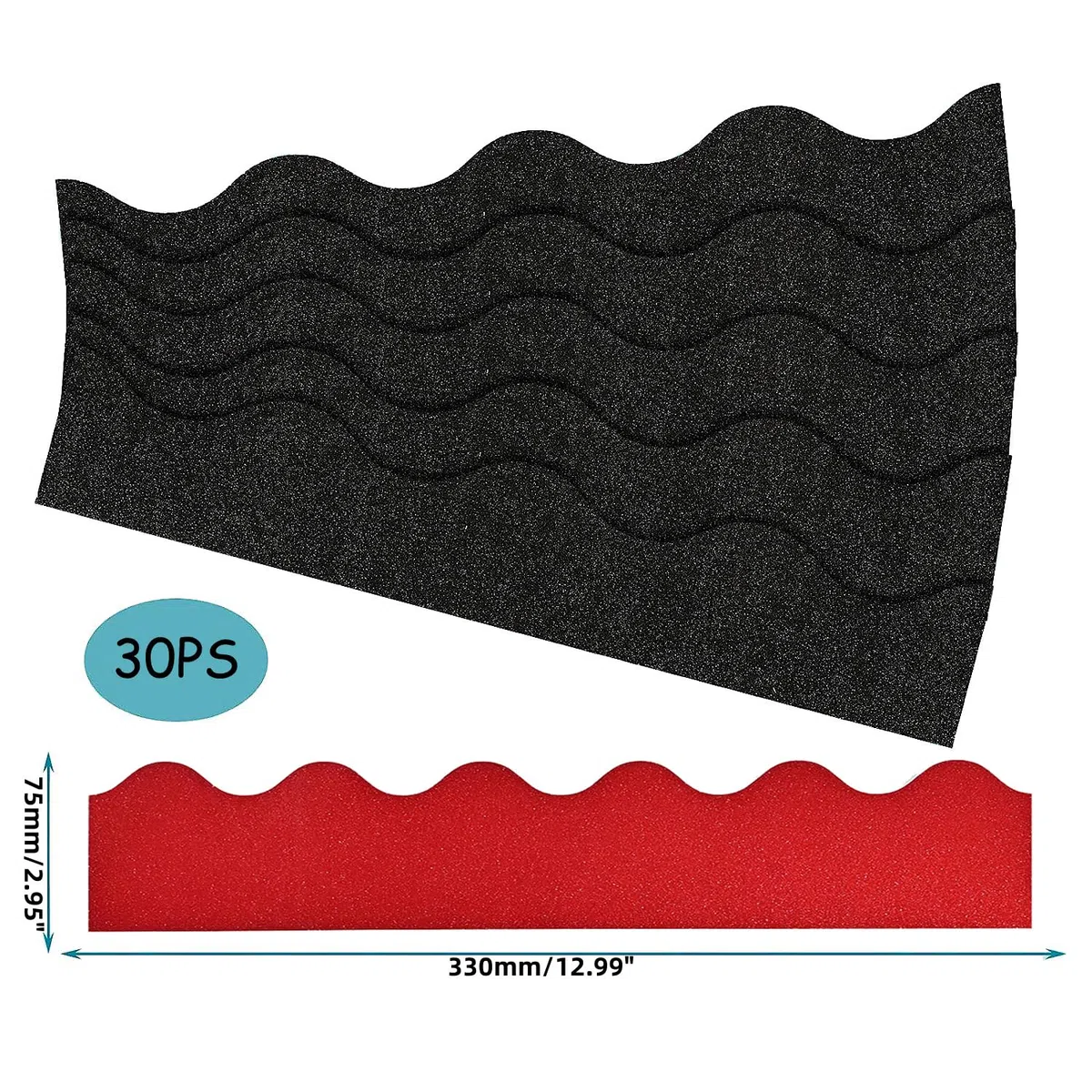 Bordes festoneados brillantes de 32.5 pies, calcomanías para bordes de tablón de anuncios, pizarrón blanco, tablero de corcho, taquilla y tiras de decoración para el aula (rojo)