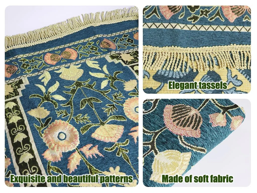 Alfombra de Oración Musulmana, Alfombra de Oración Islámica con Bolsa de Almacenamiento, Alfombra de Rezo, Estera Islámica de Oración, Soft Islámica Prayer Rug, para Ramadán (Verde Oscuro)