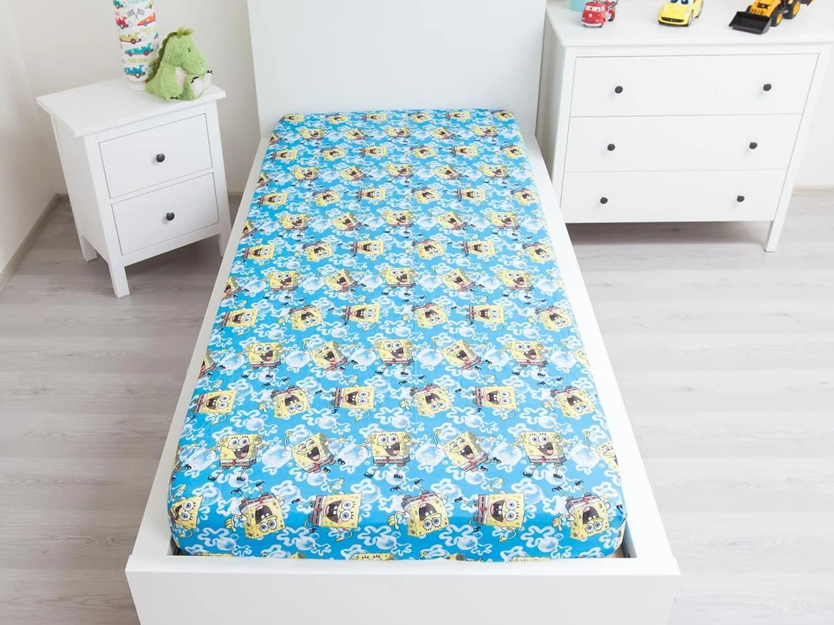 Jerry Fabrics Bob Esponja - Sábana bajera (90 x 200 + 25 cm), diseño de Bob Esponja