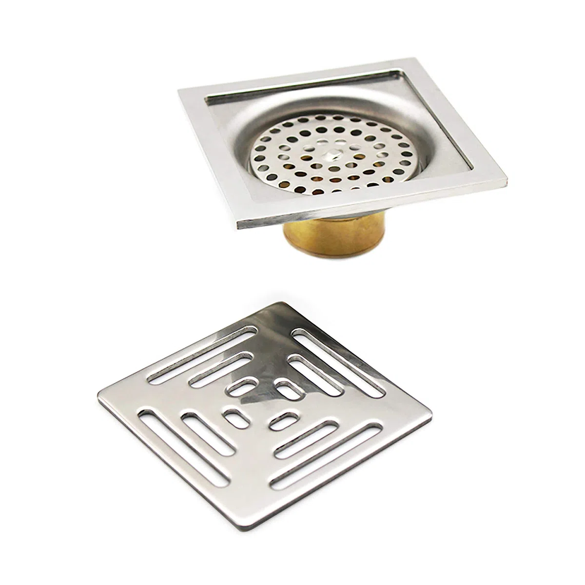 Drenaje de Ducha Cuadrado Sifón de Suelo antiolor, Acero Inoxidable Drenaje de Suelo con Filtro para Cuarto de baño jardín (100 mm x 100 mm)
