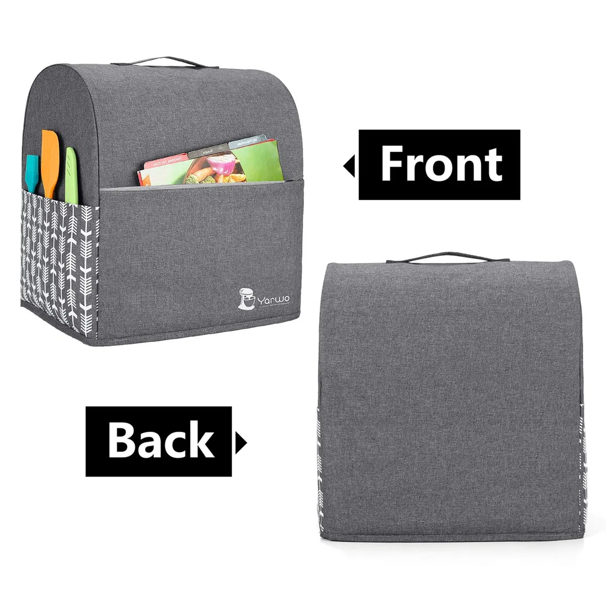 Yarwo Funda para KitchenAid Robots de Cocina, Cubierta para Batidoras Amasadoras, Encaja para Todos Batidoras Amasadoras de 5.7 litros y 7.6 litros(Grande, Gris con Patrón de Flecha)