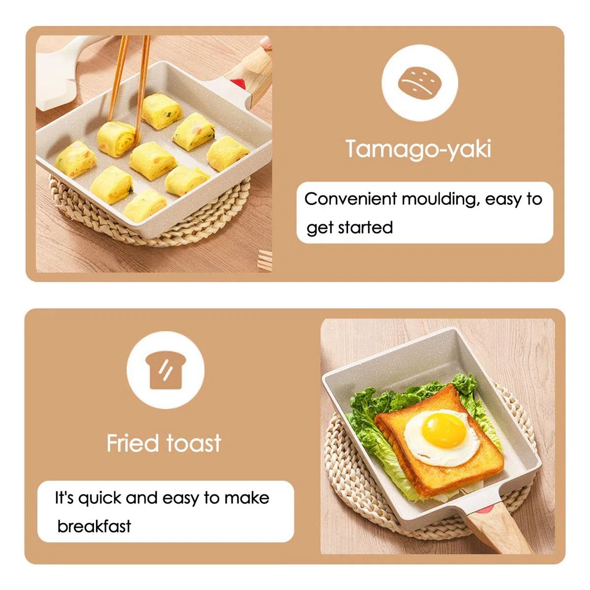 Rectangular Sartén Para Huevos, Sartén Antiadherente Tamagoyaki, Sartén Japonesa Para Tortillassartén Rectangular, Sartén Japonesa Antiadherente Para Tortillas, Sartén Cuadrada Tortilla, Para Saltear