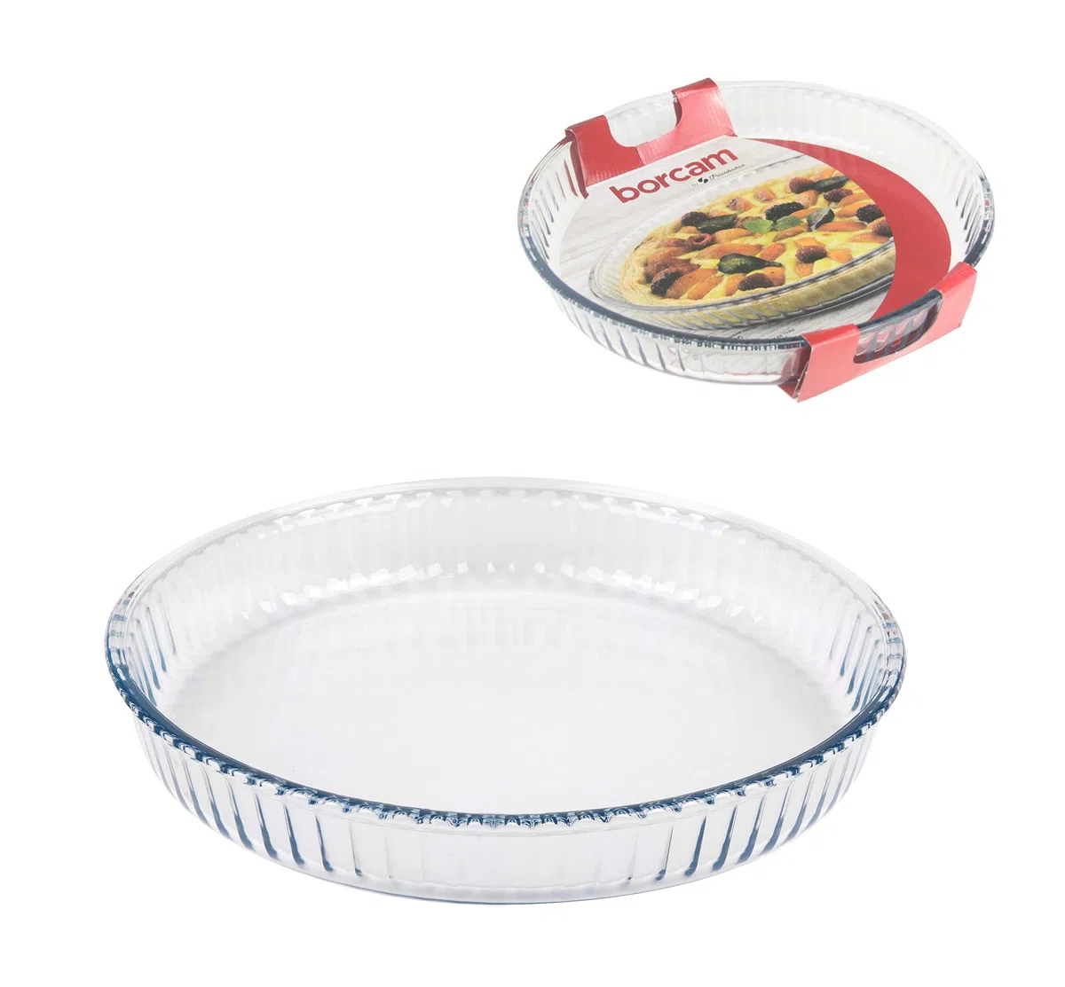 Cristal Quiche Flan Tarta Tapas Postre Asado Horneado Plato de Servir Tamaño a Elegir - Large 32cm