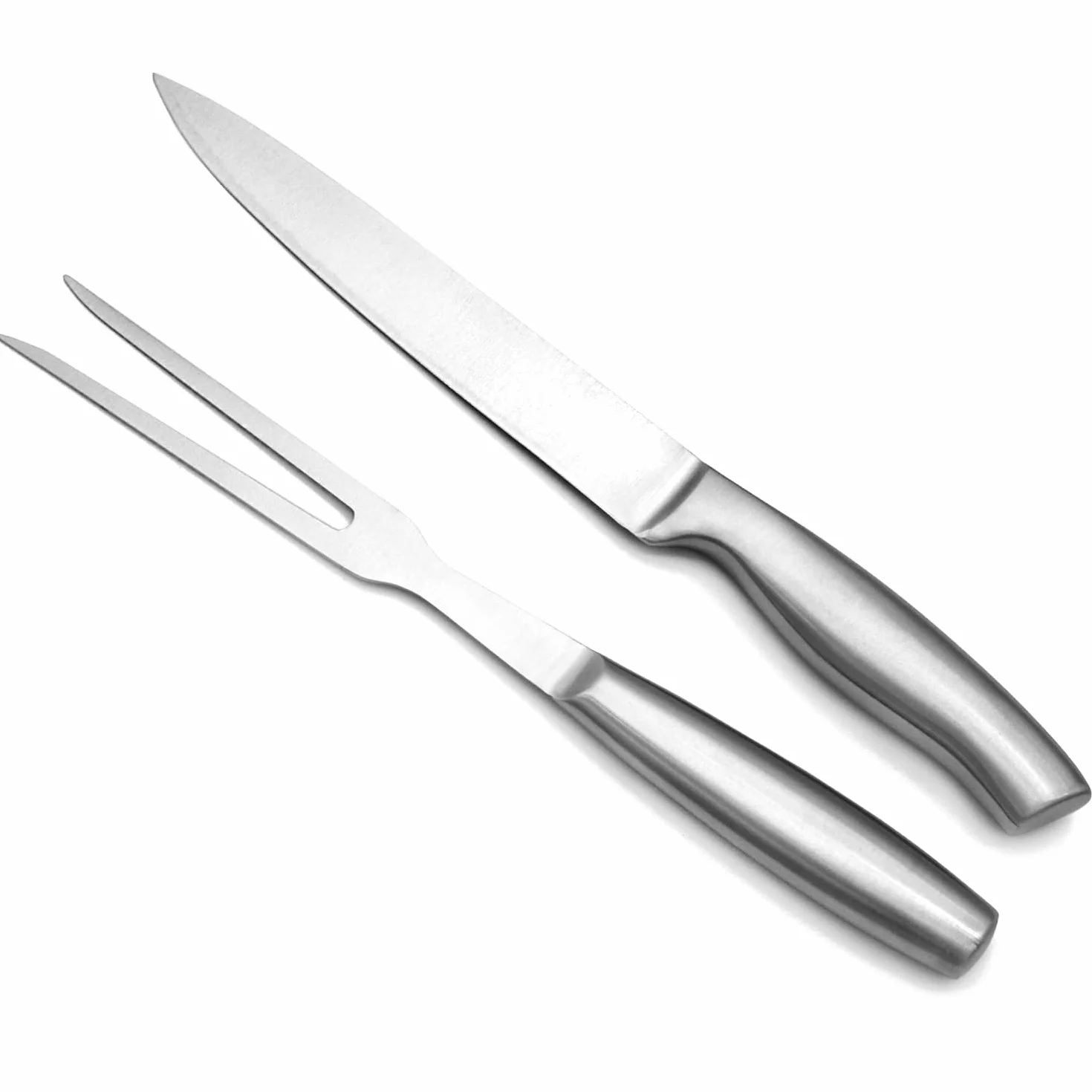 Juego de trinchar de 2 piezas - Utensilios para barbacoa de acero inoxidable - Cuchillo para carne y tenedor para carne - Tenedor para asar - Accesorios de cocina