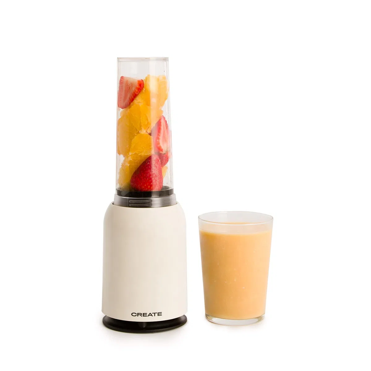 CREATE/MOI STUDIO/Batidora de vaso blanco roto/Tritura y emulsiona, para smoothies y batidos, vaso 400 ml, individual, libre BPA, portátil, cuchillas de acero inoxidable, 230W